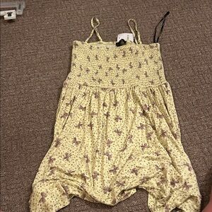 Forever 21 Pale Yellow Floral Smocked Sundress